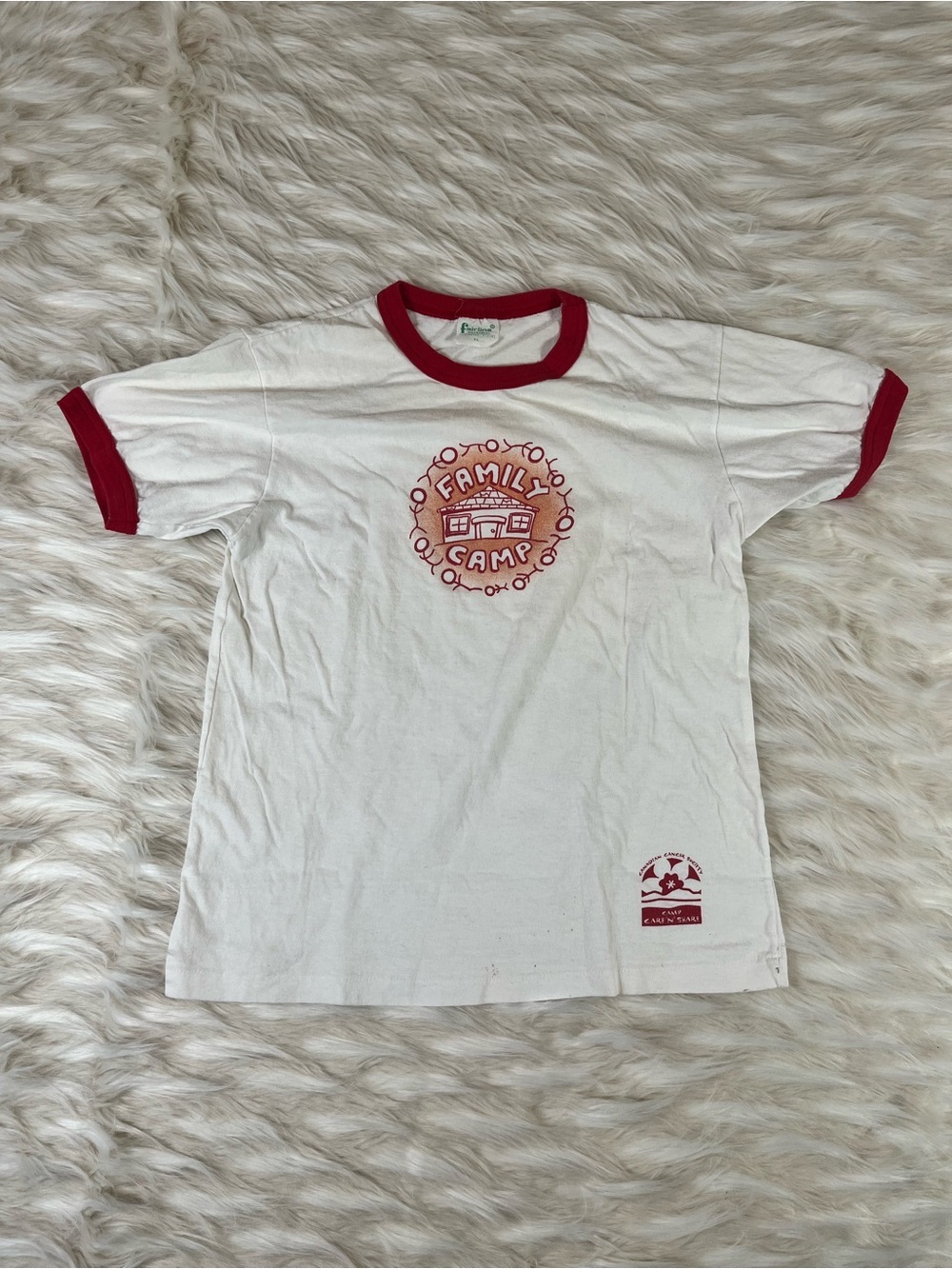 Vintage Family Camp Ringer Tee Boys' L White
